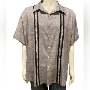 Men's Short-Sleeve Gray Cuban Shirt with Contrast Trim
